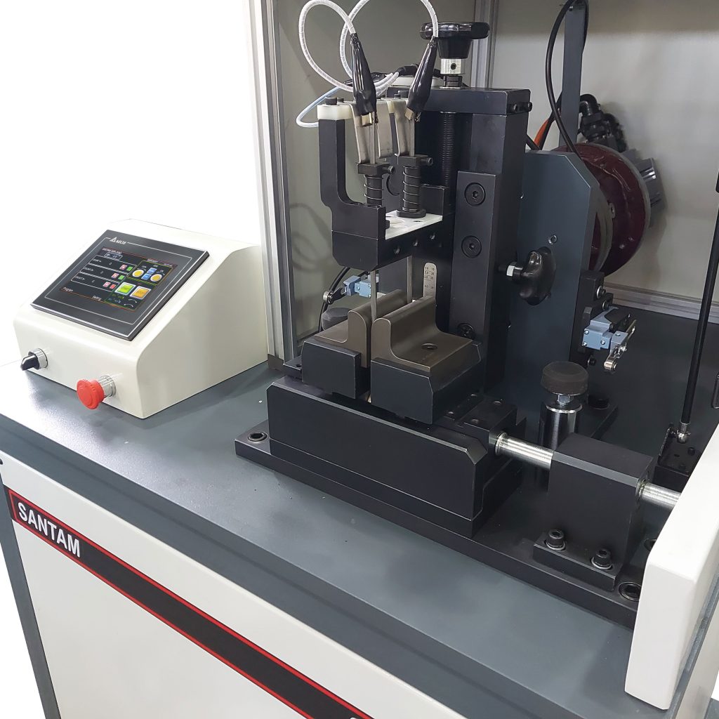  دستگاه خم و باز خم وایر Reverse Bend Test of Wires Reverse bend testing machine 180° for wire samples مطابق با استاندارد : DIN 51211 and ISO 7801